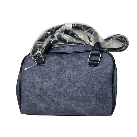 CXL by Christian Lacroix Jasper Barrel Satchel Denim Blue NWT Crossbody Vegan - Picture 2 of 3